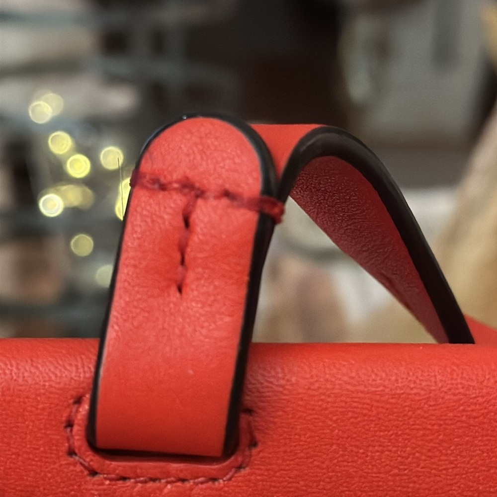 TORY BURCH Block T Leather Top Handle Crossbody Bag in Red, EUC - Picture 10 of 16